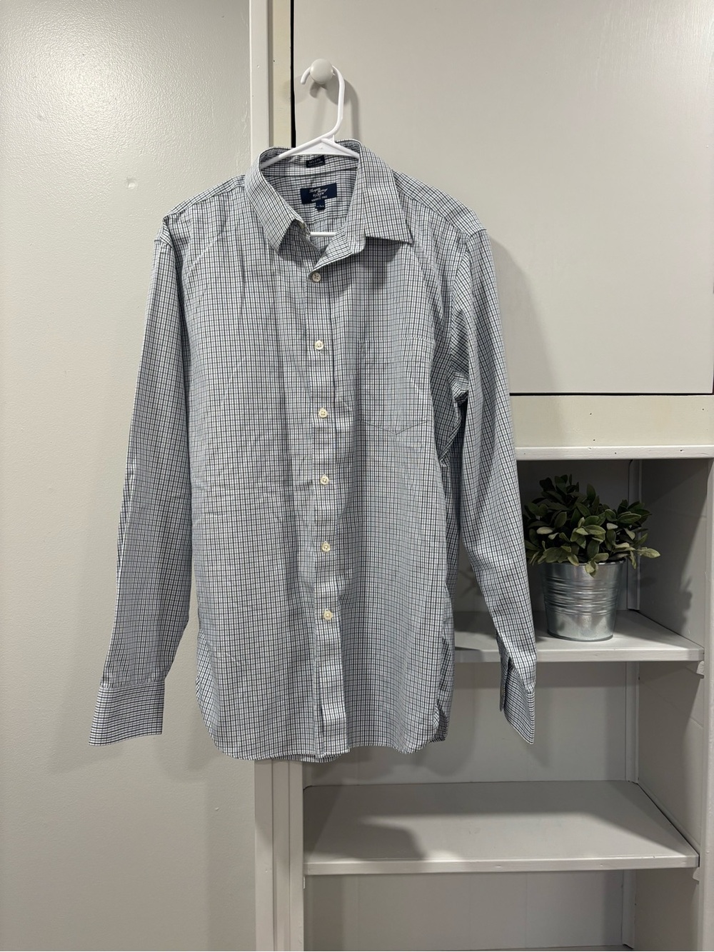 J. Crew Factory Men's Light Blue & White Check Dress Shirt